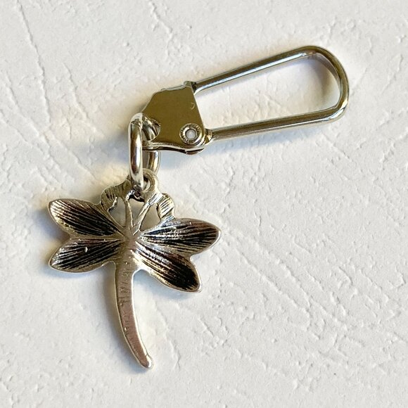 Dragonfly Keychain Zipper Pull Purse Bag Charm Backpack Silver Plated Insect Bug - Picture 6 of 9